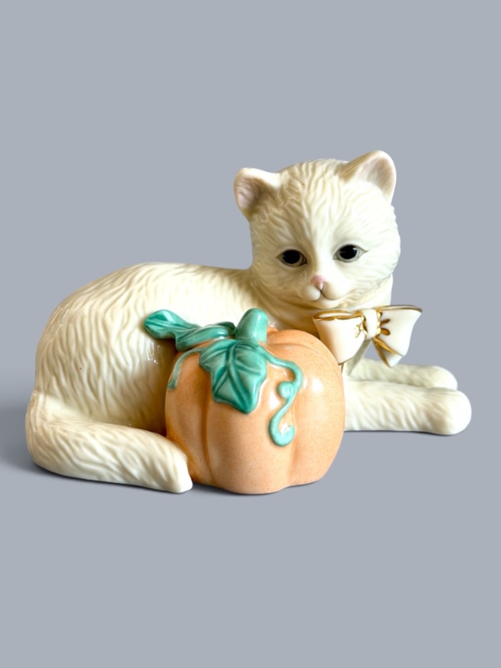 Lenox Twelve Months of Kitties Cat Pumpkin Figurine Halloween Retired No Box